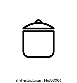 Pan Icon Template Logo Design , Simple Emblem Isolated Illusration Outline Solid Background White
