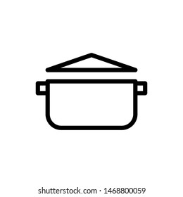 Pan Icon Template Logo Design , Simple Emblem Isolated Illusration Outline Solid Background White
