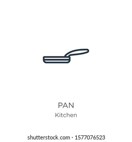 Pan icon. Thin linear pan outline icon isolated on white background from kitchen collection. Line vector sign, symbol for web and mobile