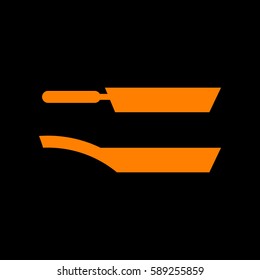 Pan icon vector illustration. Vector. Orange icon on black background. Fire.