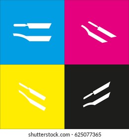 Pan icon vector illustration. Vector. White icon with isometric projections on cyan, magenta, yellow and black backgrounds.