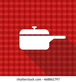 Pan icon vector on red table cloth texture