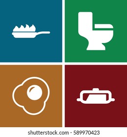 pan icons set. Set of 4 pan filled icons such as toilet