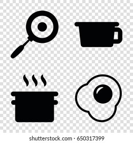 Pan icons set. set of 4 pan filled icons such as pan, egg