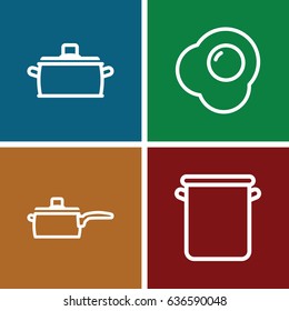 Pan icons set. set of 4 pan outline icons such as pan