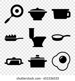 Pan icons set. set of 9 pan filled icons such as toilet, egg