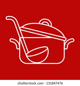 Pan and ladle - vector illustration