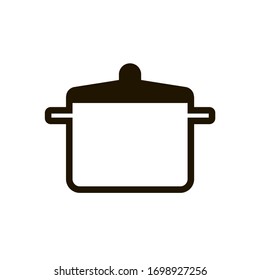 Pan with a lid for cooking soup icon in trendy flat style isolated on white background. Eps 10.