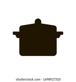 Pan with a lid for cooking soup icon in trendy flat style isolated on white background. Eps 10.