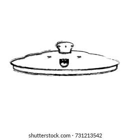 pan lid flat monochrome blurred kawaii silhouette vector illustration