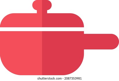Pan with lid illustration, vector, on a white background.