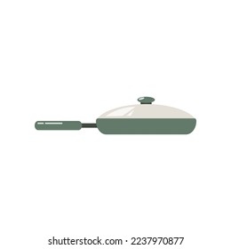 Pan with lid vector illustration. Pan isolated on white background. Kitchen utensils concept