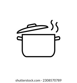 Pan line icon, cooking food logo vector