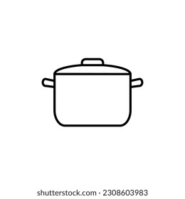 Pan line icon, cooking food logo vector