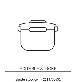  Pan line icon. Reusable kitchen tool. Plastic lunchbox. Food container. Ecology. Zero waste concept. Isolated vector illustration. Editable stroke