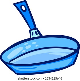 Pan with long handle, illustration, vector on white background