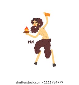 Pan Olympian Greek God, ancient Greece mythology character vector Illustration on a white background