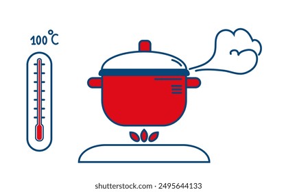 Pan on a gas stove. Cooking food. Processing products at boiling point.