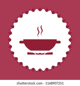 Pan on gas stove, vector icon