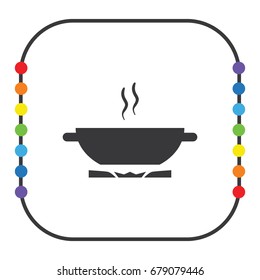 Pan on gas stove, vector icon