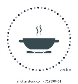 Pan on gas stove, vector icon