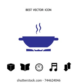 Pan on gas stove, vector icon
