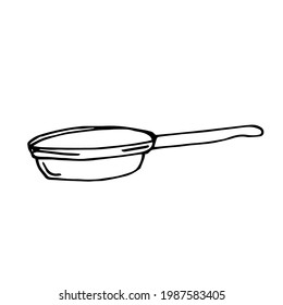 Pan on the side on a white background is isolated in monochrome