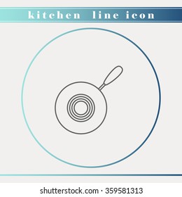 Pan outline thin line icon. Household appliance, kitchen and restaurant accessories, equipment, cooking utensil, cutlery tools, kitchenware and cookware for food preparation. Flat design.