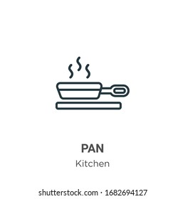 Pan outline vector icon. Thin line black pan icon, flat vector simple element illustration from editable kitchen concept isolated stroke on white background