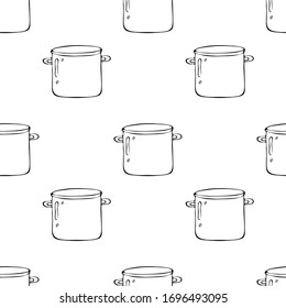 Pan pattern. Vector hand draw seamless pattern isolated on white background