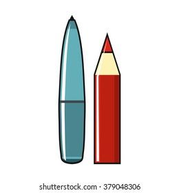 Pan and pencil isolated on a white background