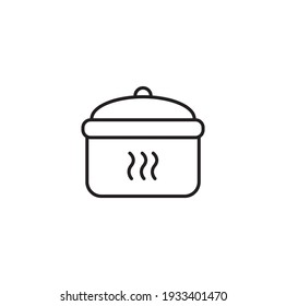 Pan, Pot, Cooking Simple Thin Line Icon Vector Illustration