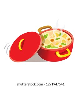pan with a prepared dish. vector illustration