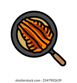 pan seared trout fish color icon vector. pan seared trout fish sign. isolated symbol illustration