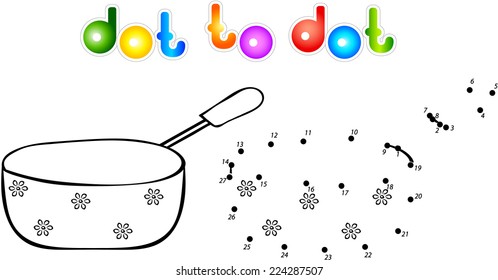 Pan second dot to dot coloring book. Vector illustration for children