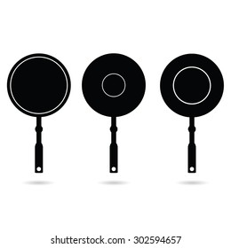 pan set black vector silhouette illustration