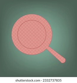 Pan sign. Apricot Icon with Brick Red parquet floor graphic pattern on a Ebony background. Feldgrau. Green. Illustration.