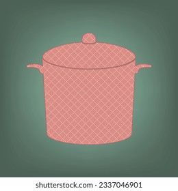 Pan sign. Apricot Icon with Brick Red parquet floor graphic pattern on a Ebony background. Feldgrau. Green. Illustration.