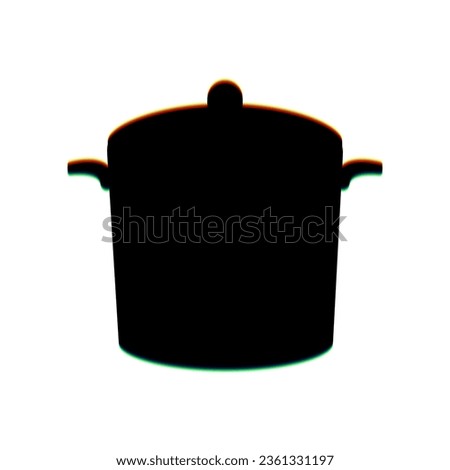 Pan sign. Black Icon with vertical effect of color edge aberration at white background. Illustration.