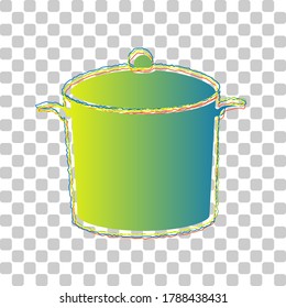 Pan sign. Blue to green gradient Icon with Four Roughen Contours on stylish transparent Background. Illustration.