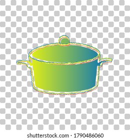 Pan sign. Blue to green gradient Icon with Four Roughen Contours on stylish transparent Background. Illustration.