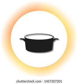 Pan sign. Dark icon with shadow on the glowing circle button. Illustration.