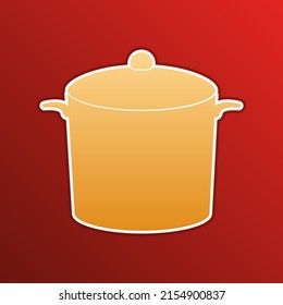 Pan sign. Golden gradient Icon with contours on redish Background. Illustration.
