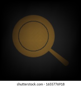 Pan-Zeichen. Icon als Gitter der kleinen orangefarbenen Glühbirne in der Dunkelheit. Illustration.