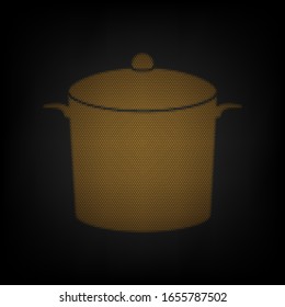 Pan sign. Icon as grid of small orange light bulb in darkness. Illustration.