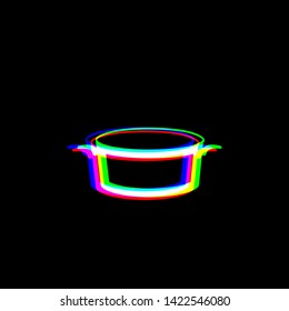 Pan sign. Red, green and blue unfocused contour icon at black background. Illustration.