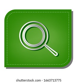 Pan sign. Silver gradient line icon with dark green shadow at ecological patched green leaf. Illustration.