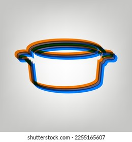 Panorama. Icono marcado en colores naranja, azul y lavanda antigua en fondo gris. Ilustración.