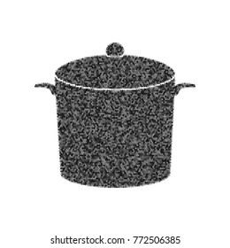 Pan sign. Vector. Black icon from many ovelapping circles with random opacity on white background. Noisy. Isolated.