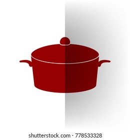 Pan sign. Vector. Bordo icon on white bending paper background.